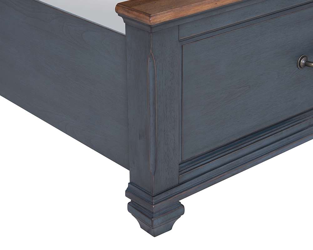 Legends Furniture - Bridgevine Home Americana Queen Size Sleigh Bed, Corduroy Blue Finish - ZAMR-7000QG view 4