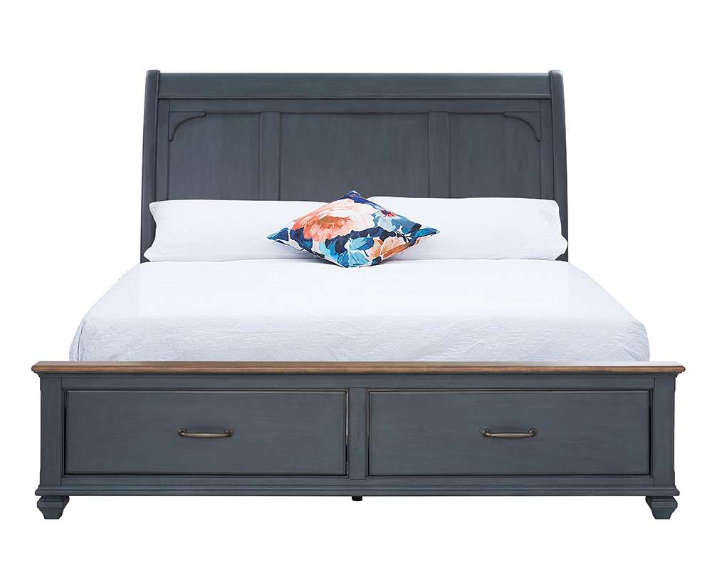 Legends Furniture - Bridgevine Home Americana Queen Size Sleigh Bed, Corduroy Blue Finish - ZAMR-7000QG view 6