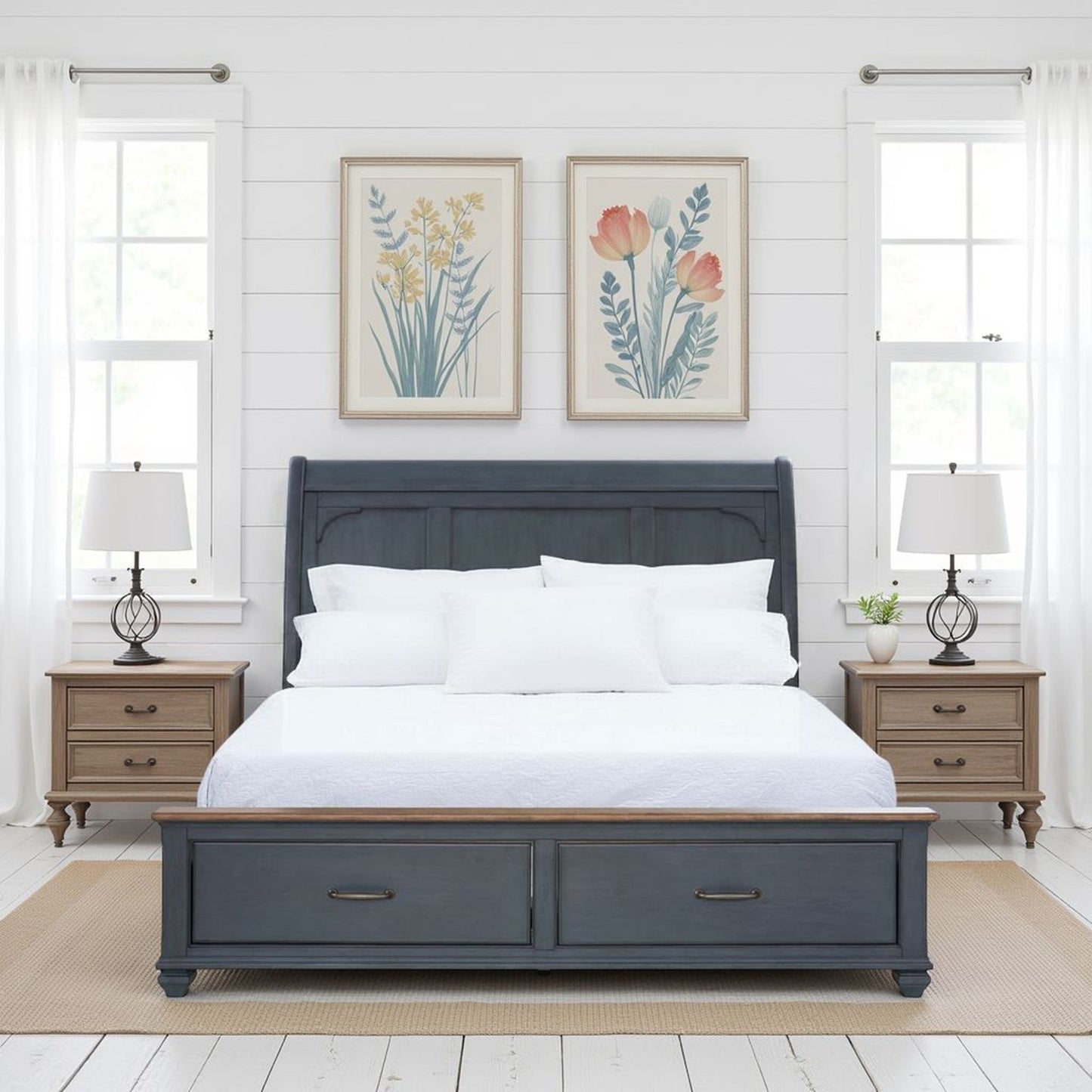Legends Furniture - Bridgevine Home Americana Queen Size Sleigh Bed, Corduroy Blue Finish - ZAMR-7000QG view 8