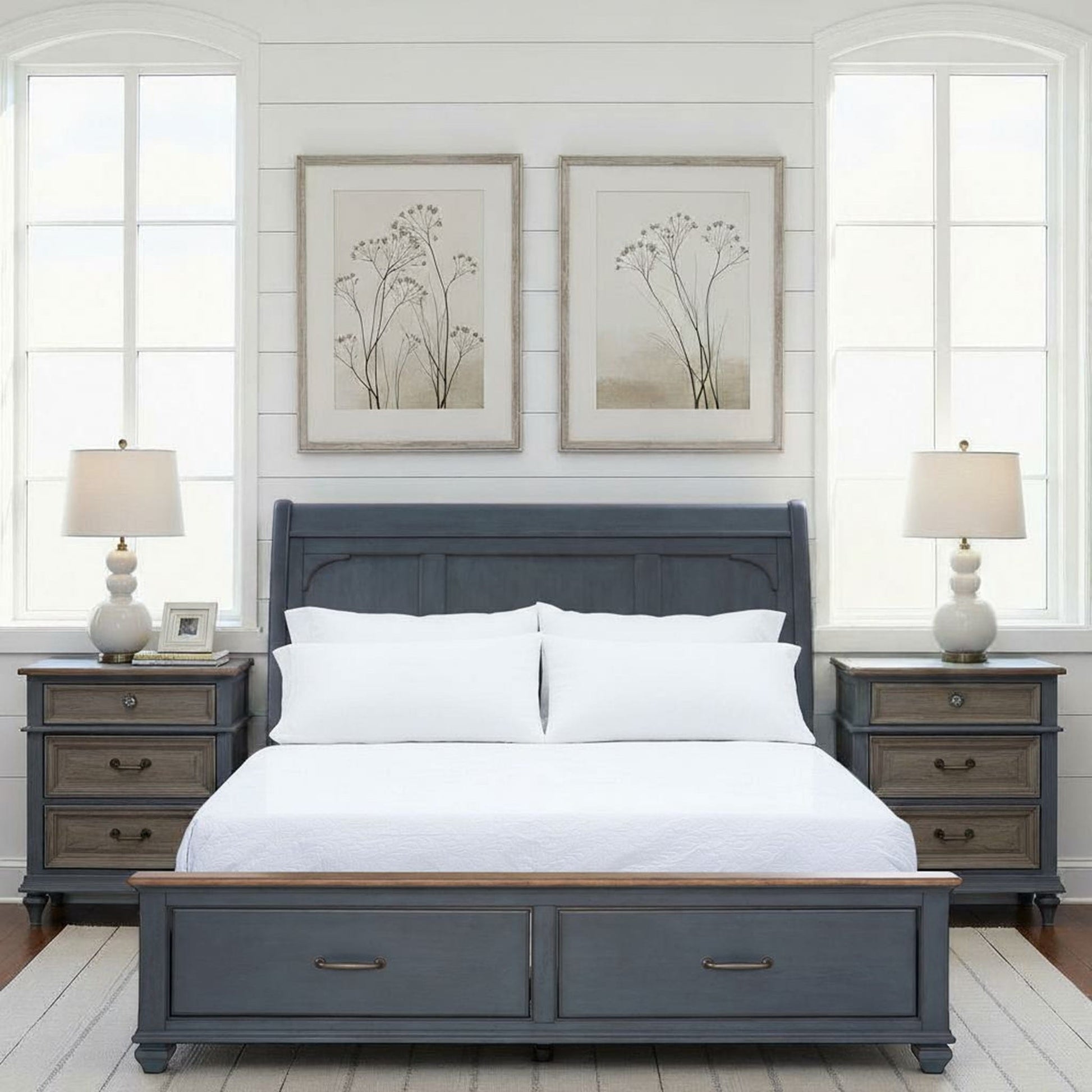 Legends Furniture - Bridgevine Home Americana Queen Size Sleigh Bed, Corduroy Blue Finish - ZAMR-7000QG view 9