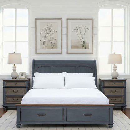 Legends Furniture - Bridgevine Home Americana Queen Size Sleigh Bed, Corduroy Blue Finish - ZAMR-7000QG view 9