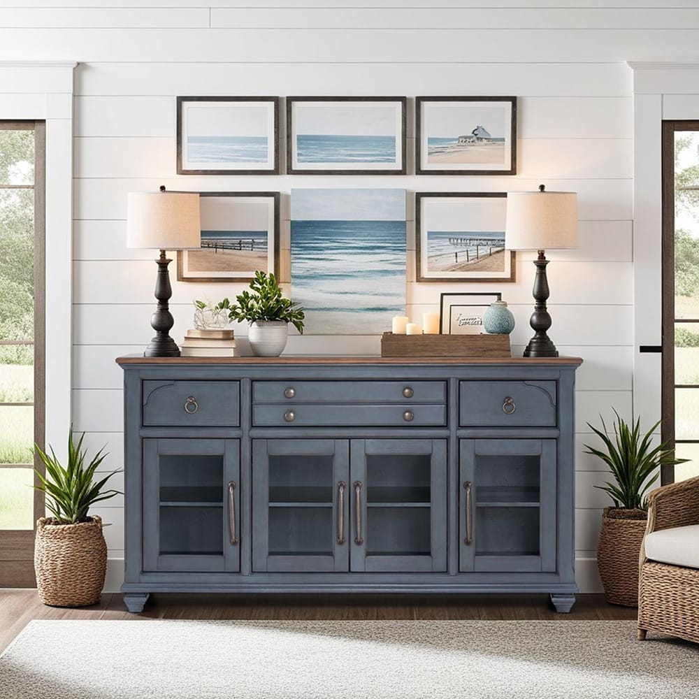 Legends Furniture - Bridgevine Home Americana Server, Corduroy Blue Finish - ZAMR-8200 view 5