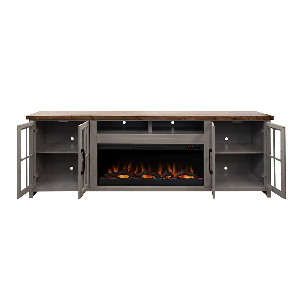 Legends Furniture - Bridgevine Home Avalon 97 inch Fireplace TV Stand Console for TVs up to 100 inc, Sandstone and Whiskey Finish - AN5410E.SSW view 3