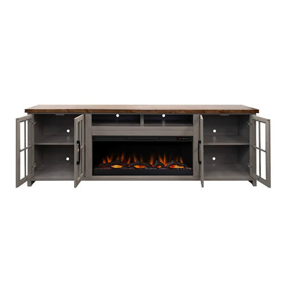 Legends Furniture - Bridgevine Home Avalon 97 inch Fireplace TV Stand Console for TVs up to 100 inc, Sandstone and Whiskey Finish - AN5410E.SSW view 3