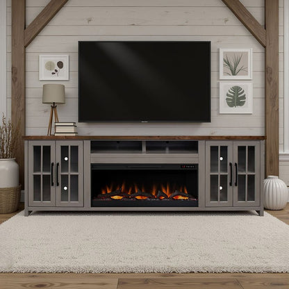 Legends Furniture - Bridgevine Home Avalon 97 inch Fireplace TV Stand Console for TVs up to 100 inc, Sandstone and Whiskey Finish - AN5410E.SSW view 5