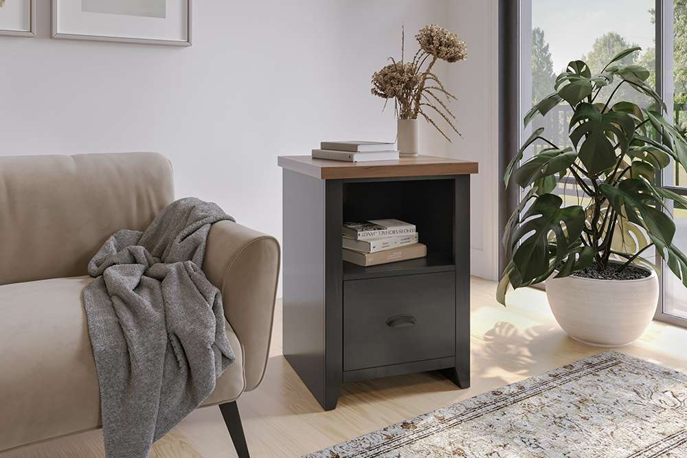 Legends Furniture - Bridgevine Home Essex 22 inch 1-drawer file, No Assembly Required, Black and Whiskey Finish - ES6805.SWK veiw 2