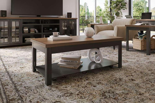 Legends Furniture - Bridgevine Home Essex 48 inch Coffee Table, No Assembly Required, Black and Whiskey Finish - ES4210.SWK veiw 2