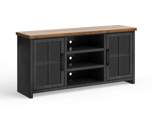 Legends Furniture - Bridgevine Home Essex 67 inch TV Stand Console for TVs up to 80 inches, No Assembly Required, Black and Whiskey Finish - ES1210.SWK veiw 1