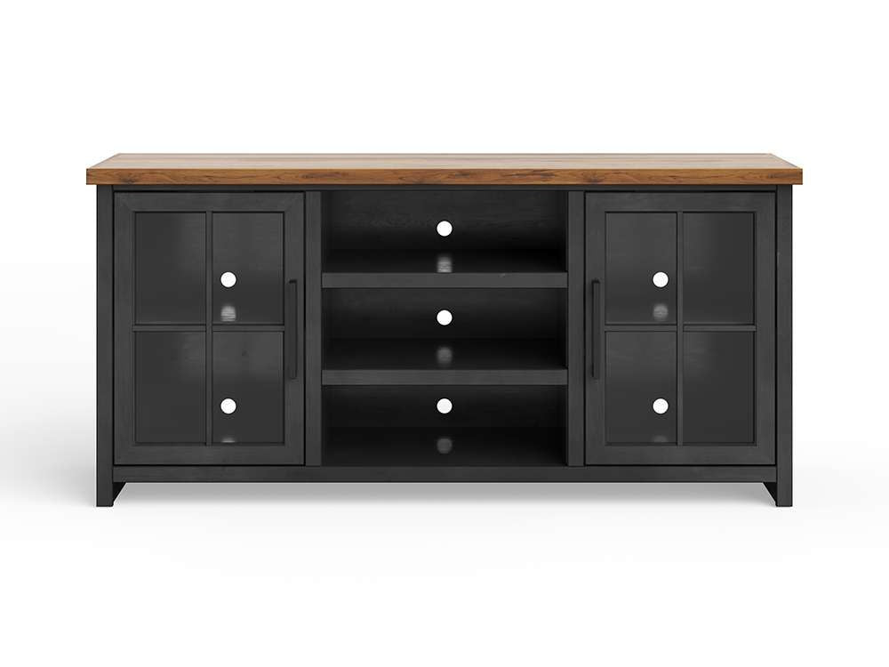 Legends Furniture - Bridgevine Home Essex 67 inch TV Stand Console for TVs up to 80 inches, No Assembly Required, Black and Whiskey Finish - ES1210.SWK veiw 4