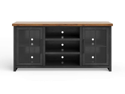 Legends Furniture - Bridgevine Home Essex 67 inch TV Stand Console for TVs up to 80 inches, No Assembly Required, Black and Whiskey Finish - ES1210.SWK veiw 4