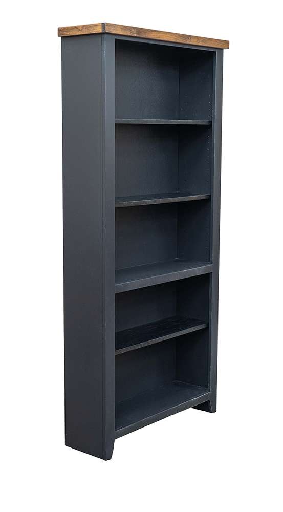Legends Furniture - Bridgevine Home Essex 72 inch high 5-shelf Bookcase, No Assembly Required, Black and Whiskey Finish - ES6672.SWK veiw 1