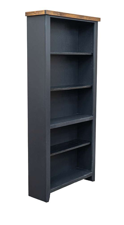 Legends Furniture - Bridgevine Home Essex 72 inch high 5-shelf Bookcase, No Assembly Required, Black and Whiskey Finish - ES6672.SWK veiw 1