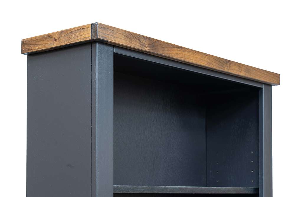 Legends Furniture - Bridgevine Home Essex 72 inch high 5-shelf Bookcase, No Assembly Required, Black and Whiskey Finish - ES6672.SWK veiw 3