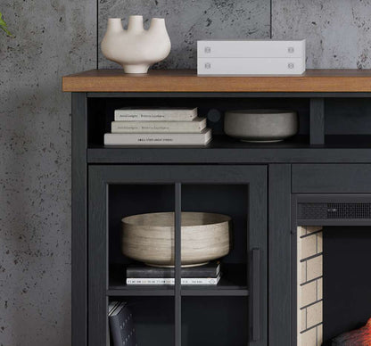 Legends Furniture - Bridgevine Home Essex 74 inch Fireplace TV Stand Console for TVs up to 85 inches, Black and Whiskey Finish - ES5110.SWK veiw 5
