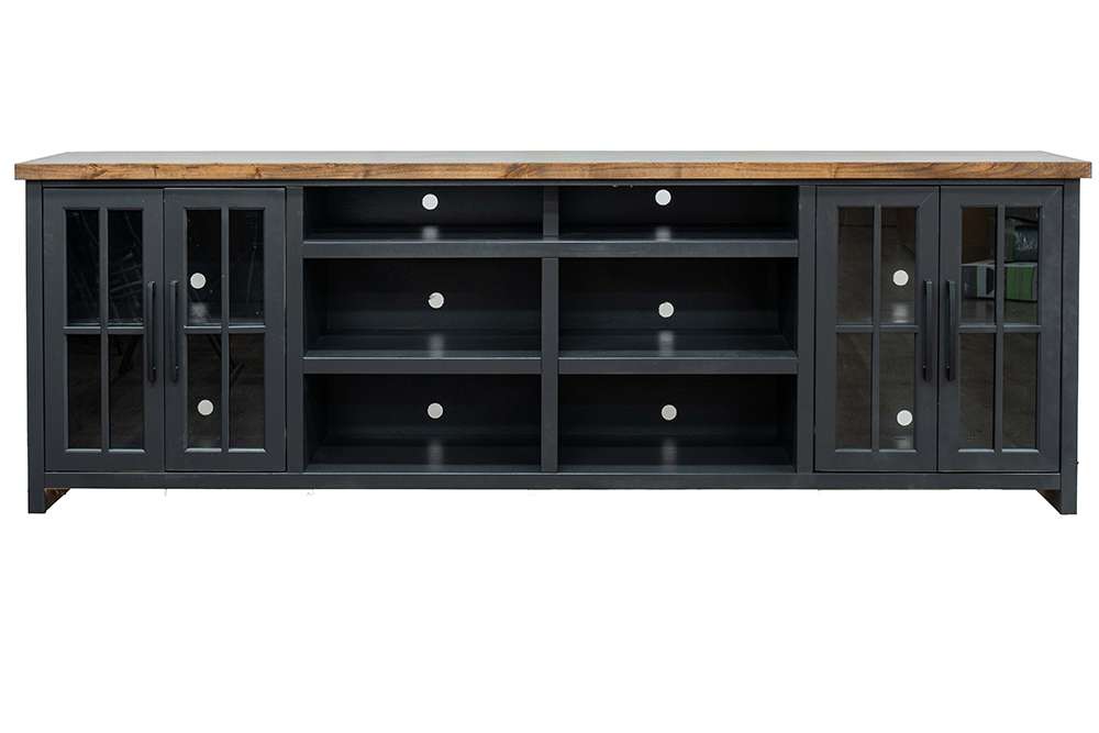 Legends Furniture - Bridgevine Home Essex 96 inch TV Stand Console for TVs up to 100 inches, No Assembly Requried, Black and Whiskey Finish - ES1211.SWK view 1