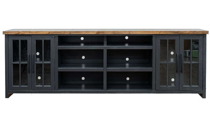 Legends Furniture - Bridgevine Home Essex 96 inch TV Stand Console for TVs up to 100 inches, No Assembly Requried, Black and Whiskey Finish - ES1211.SWK view 1