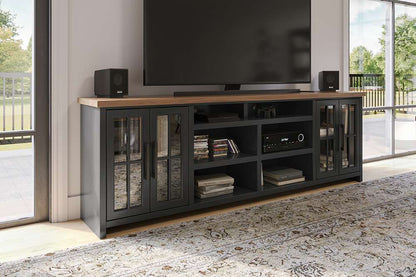Legends Furniture - Bridgevine Home Essex 96 inch TV Stand Console for TVs up to 100 inches, No Assembly Requried, Black and Whiskey Finish - ES1211.SWK view 3