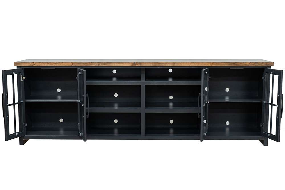 Legends Furniture - Bridgevine Home Essex 96 inch TV Stand Console for TVs up to 100 inches, No Assembly Requried, Black and Whiskey Finish - ES1211.SWK view 4