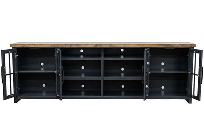 Legends Furniture - Bridgevine Home Essex 96 inch TV Stand Console for TVs up to 100 inches, No Assembly Requried, Black and Whiskey Finish - ES1211.SWK view 4