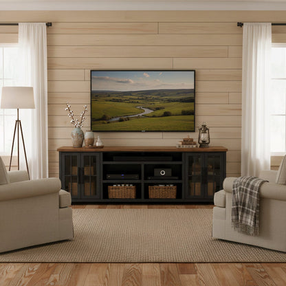 Legends Furniture - Bridgevine Home Essex 96 inch TV Stand Console for TVs up to 100 inches, No Assembly Requried, Black and Whiskey Finish - ES1211.SWK view 8