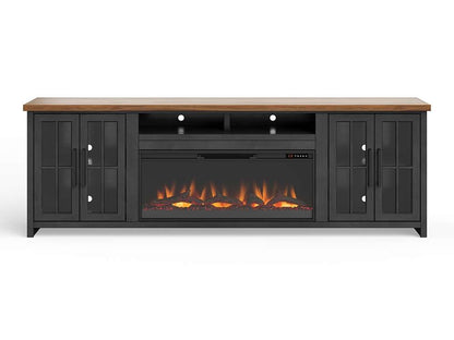 Legends Furniture - Bridgevine Home Essex 97 inch Fireplace TV Stand Console for TVs up to 100 inches, Black and Whiskey Finish - ES5410.SWK veiw 1