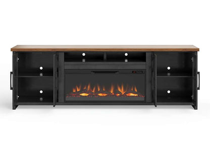 Legends Furniture - Bridgevine Home Essex 97 inch Fireplace TV Stand Console for TVs up to 100 inches, Black and Whiskey Finish - ES5410.SWK veiw 2