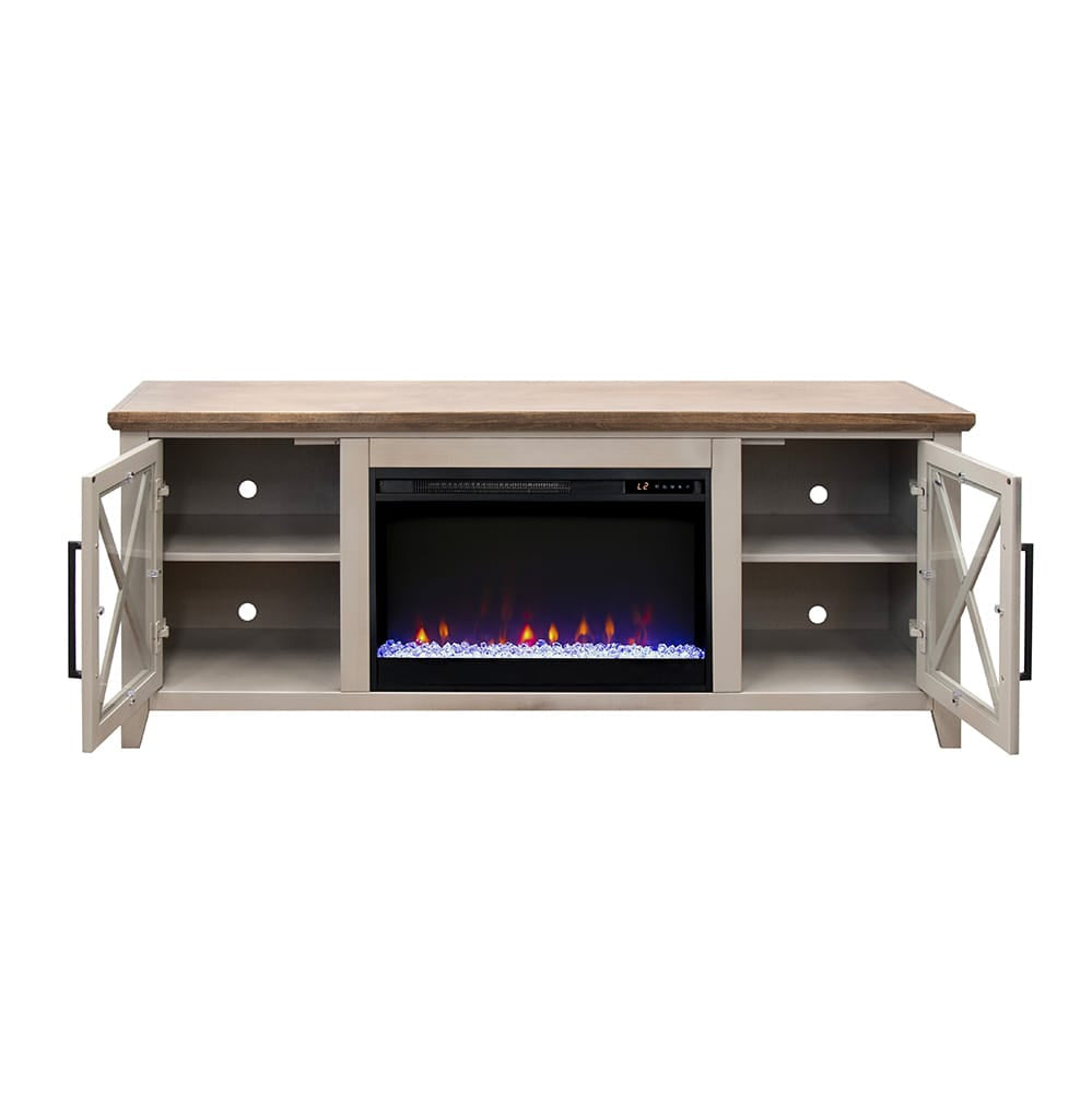Legends Furniture - Bridgevine Home Ithaca 66 inch Fireplace TV Stand, For TVs up to 80 inc, Sandstone and Bourbon Finish - IT5210E.SBR view 3