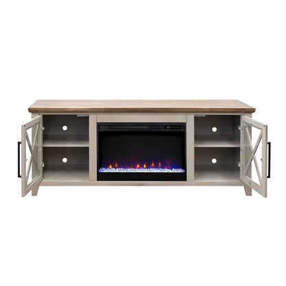 Legends Furniture - Bridgevine Home Ithaca 66 inch Fireplace TV Stand, For TVs up to 80 inc, Sandstone and Bourbon Finish - IT5210E.SBR view 3