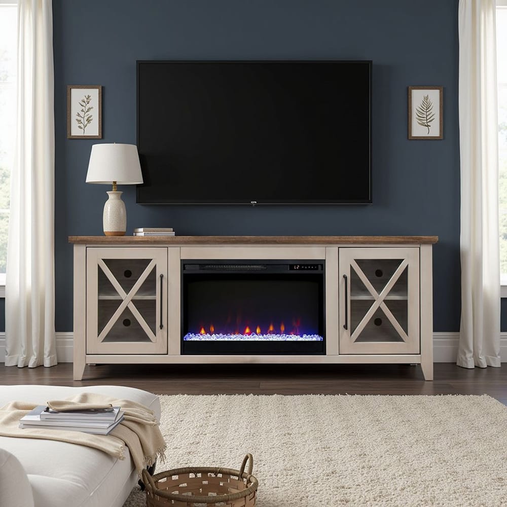 Legends Furniture - Bridgevine Home Ithaca 66 inch Fireplace TV Stand, For TVs up to 80 inc, Sandstone and Bourbon Finish - IT5210E.SBR view 6