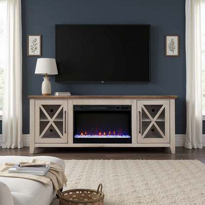 Legends Furniture - Bridgevine Home Ithaca 66 inch Fireplace TV Stand, For TVs up to 80 inc, Sandstone and Bourbon Finish - IT5210E.SBR view 6