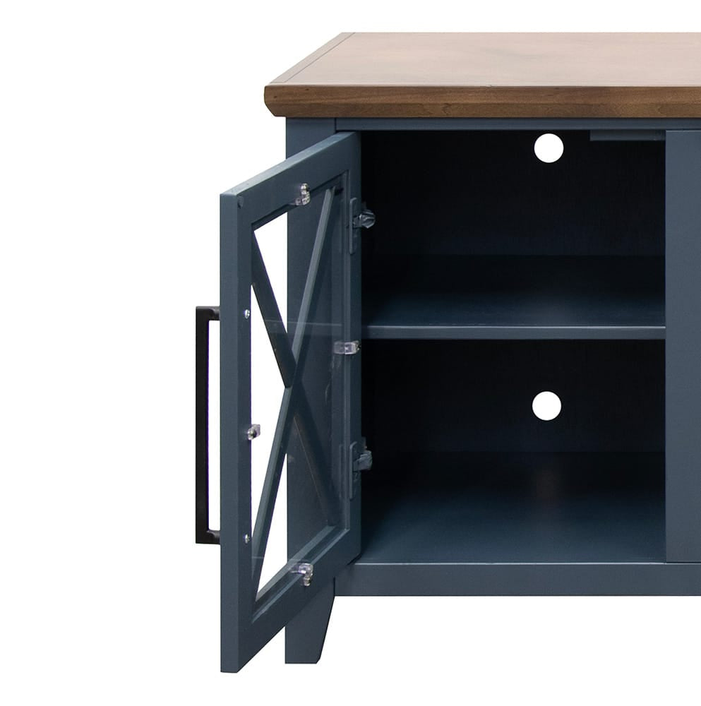 Legends Furniture - Bridgevine Home Ithaca 83 inch Fireplace TV Stand, For TVs up to 95 inc, Blue and Bourbon Finish - IT5410E.BBR view 2