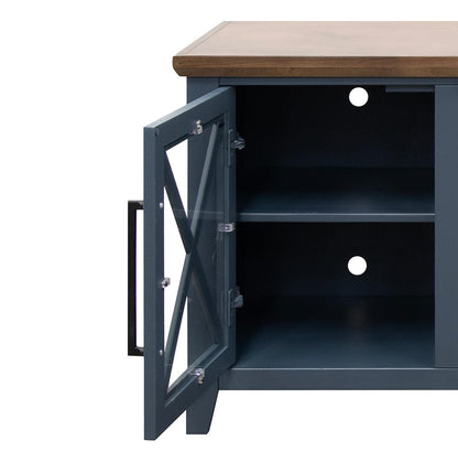 Legends Furniture - Bridgevine Home Ithaca 83 inch Fireplace TV Stand, For TVs up to 95 inc, Blue and Bourbon Finish - IT5410E.BBR view 2