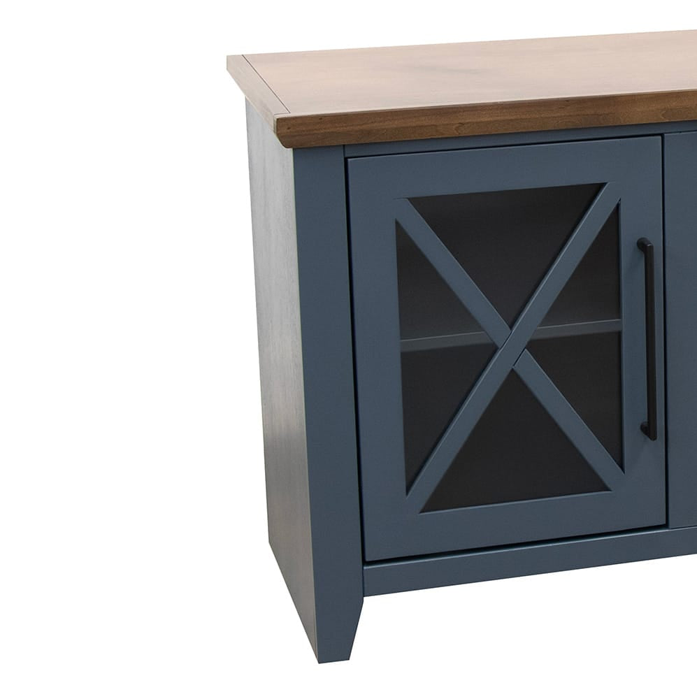Legends Furniture - Bridgevine Home Ithaca 83 inch Fireplace TV Stand, For TVs up to 95 inc, Blue and Bourbon Finish - IT5410E.BBR view 4