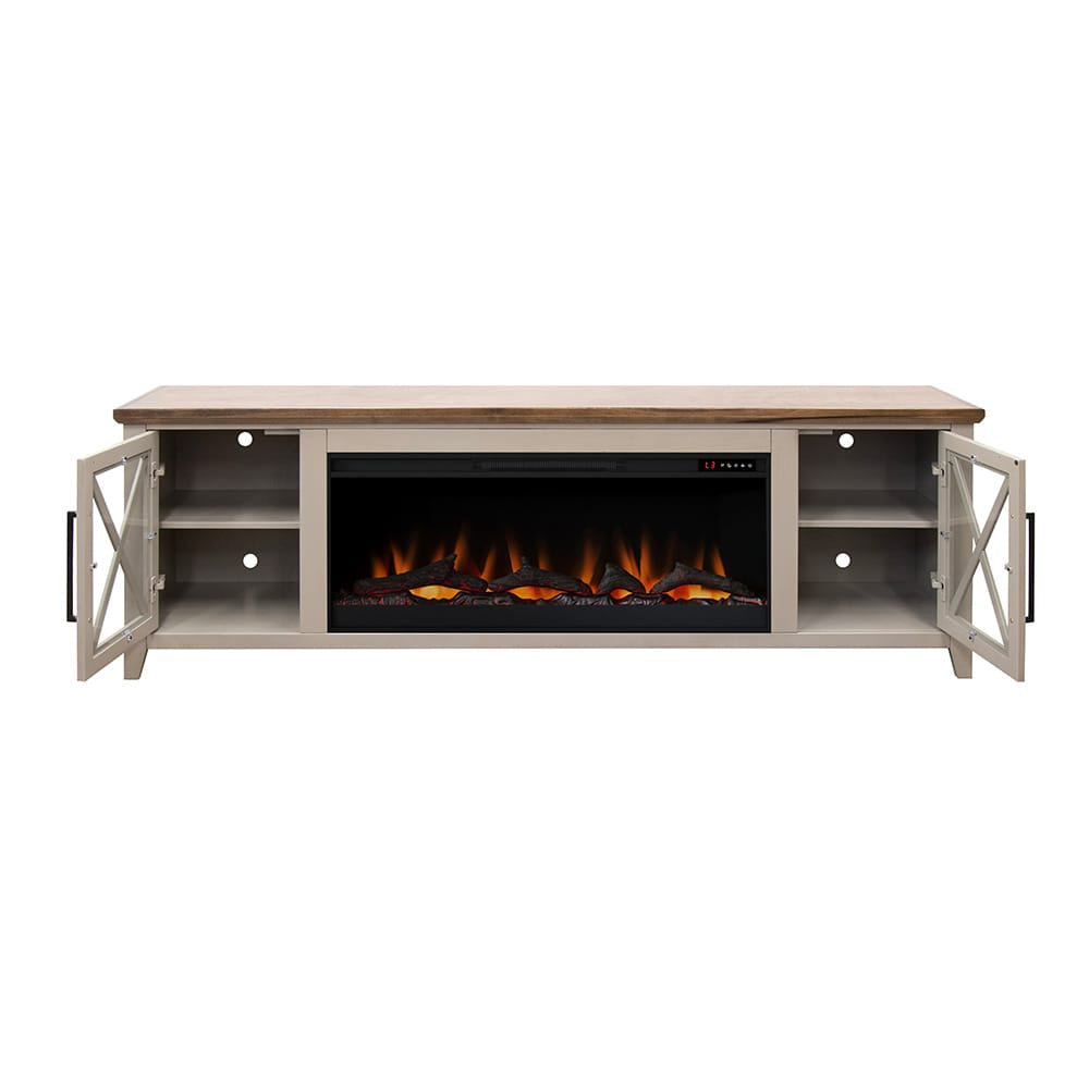 Legends Furniture - Bridgevine Home Ithaca 83 inch Fireplace TV Stand, For TVs up to 95 inc, Sandstone and Bourbon Finish - IT5410E.SBR view 3