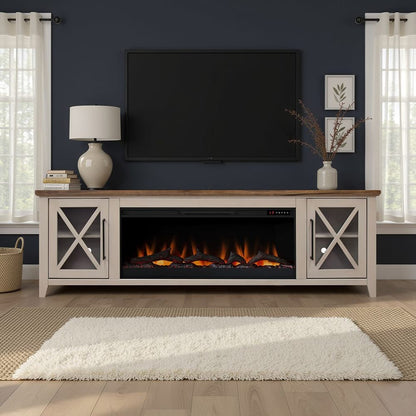 Legends Furniture - Bridgevine Home Ithaca 83 inch Fireplace TV Stand, For TVs up to 95 inc, Sandstone and Bourbon Finish - IT5410E.SBR view 5
