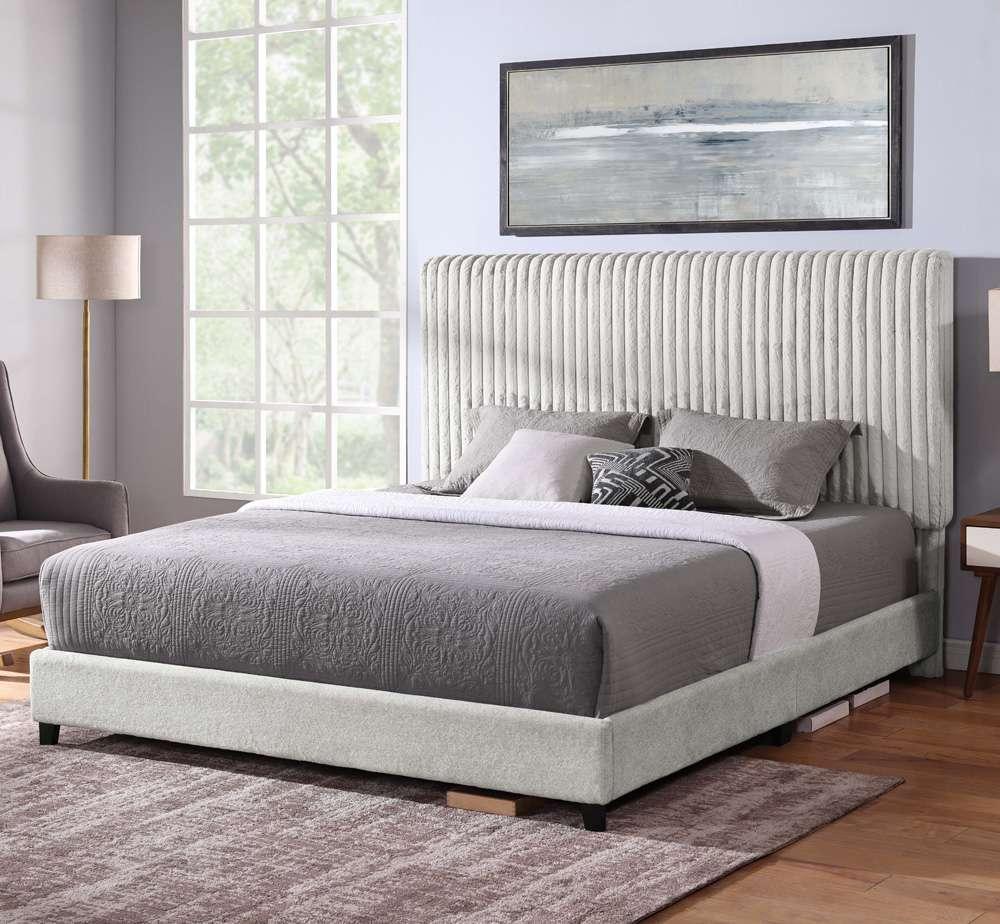 Legends Furniture - Bridgevine Home King Size Light Minky Headboard Upholstered Platform Bed - ZBRD-7003KG veiw 1