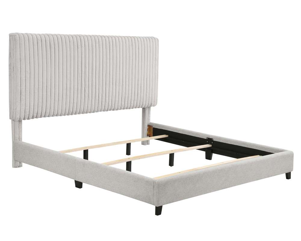 Legends Furniture - Bridgevine Home King Size Light Minky Headboard Upholstered Platform Bed - ZBRD-7003KG veiw 2
