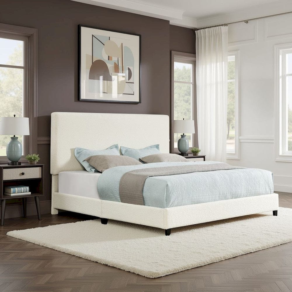 Bridgevine Home - King Size Tall Boucle Headboard Upholstered Platform Bed - ZBRD-7006KG view 11