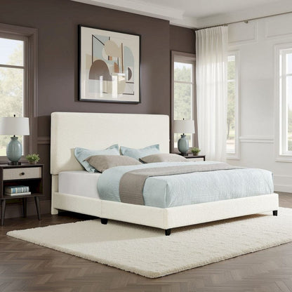 Bridgevine Home - King Size Tall Boucle Headboard Upholstered Platform Bed - ZBRD-7006KG view 11