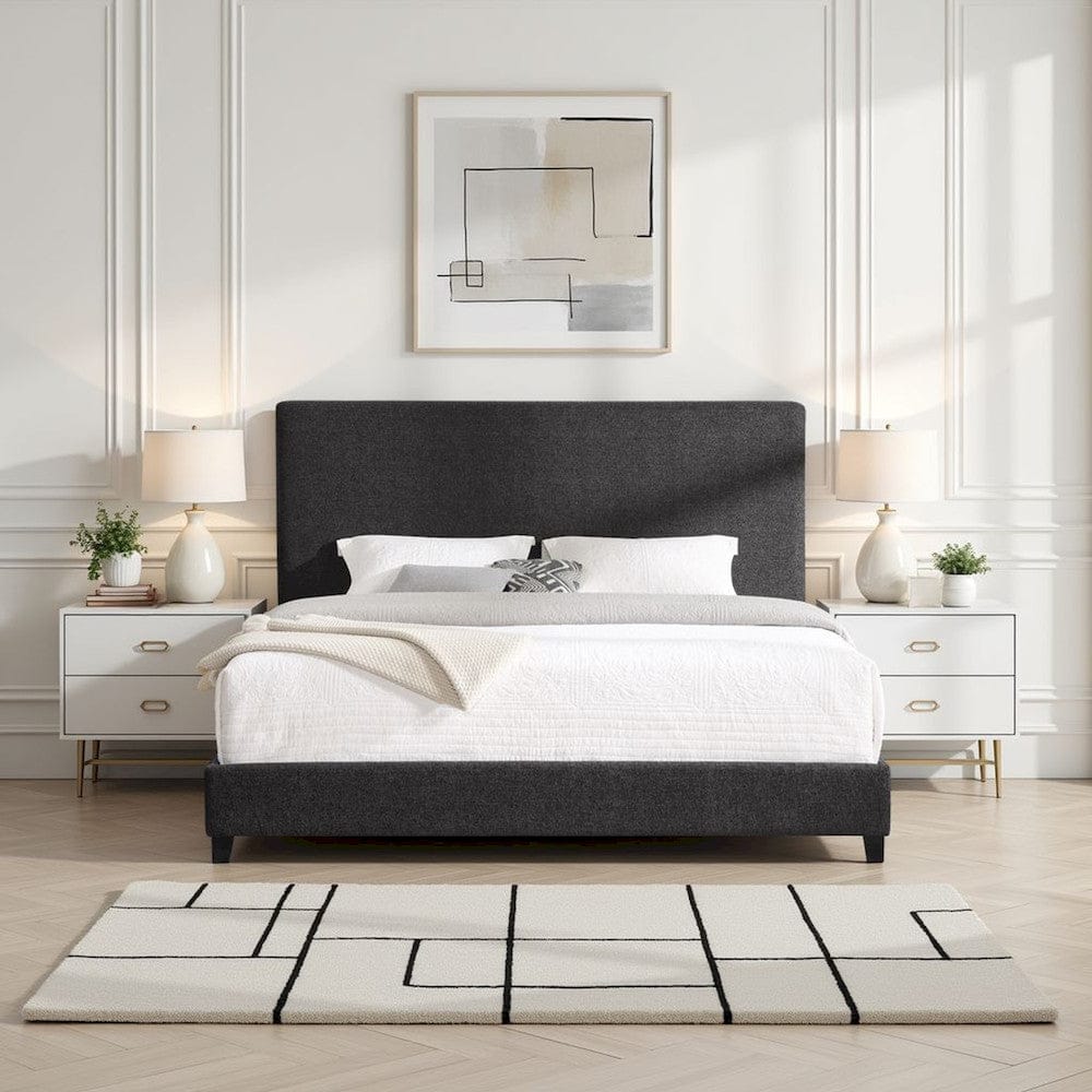 Bridgevine Home - King Size Tall Grey Headboard Upholstered Platform Bed - ZBRD-7001KG view 12