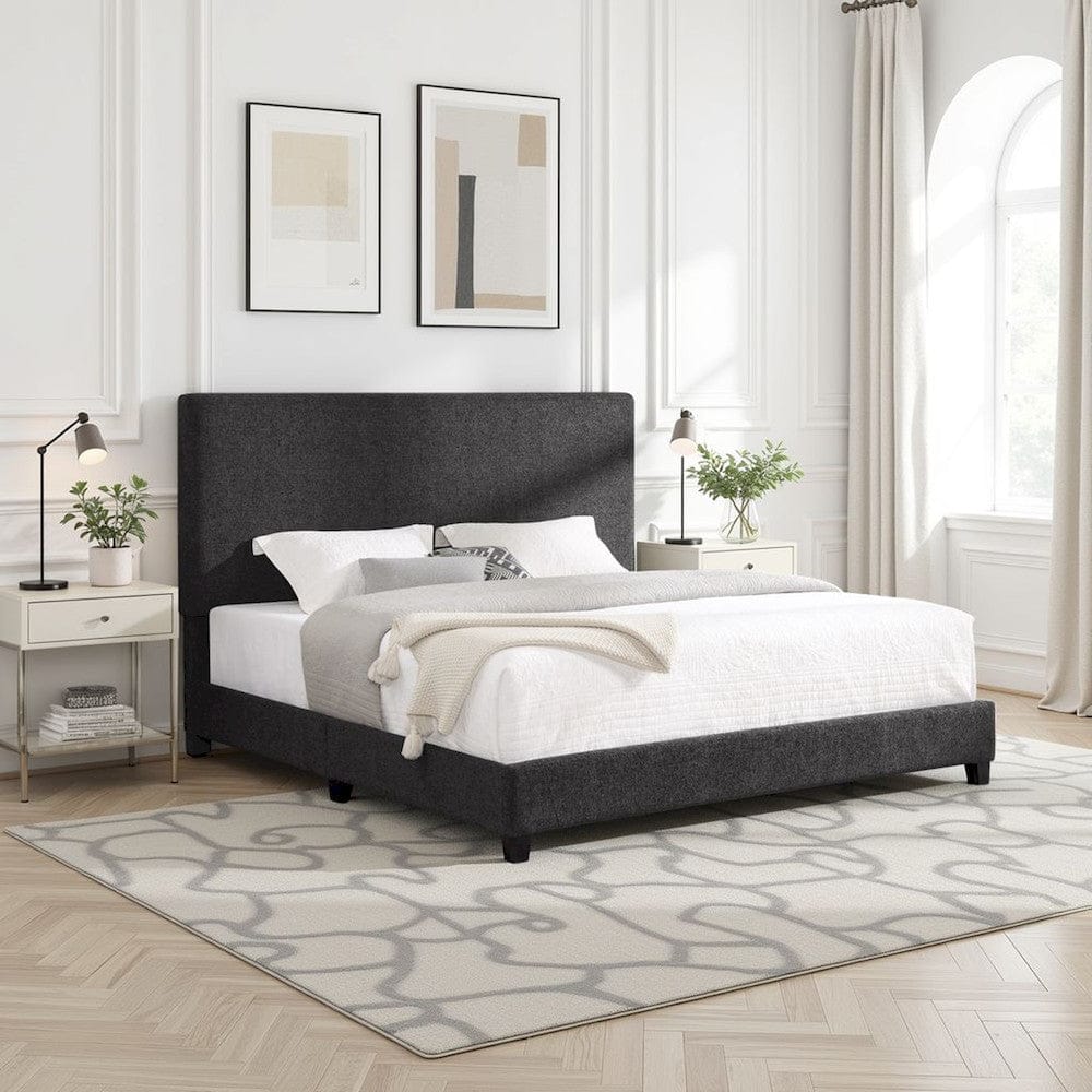 Bridgevine Home - King Size Tall Grey Headboard Upholstered Platform Bed - ZBRD-7001KG view 13