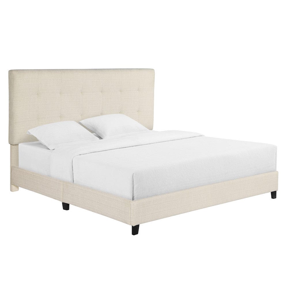 Bridgevine Home - King Size Tall Tan Tufted Headboard Upholstered Platform Bed - ZBRD-7002KG view 6