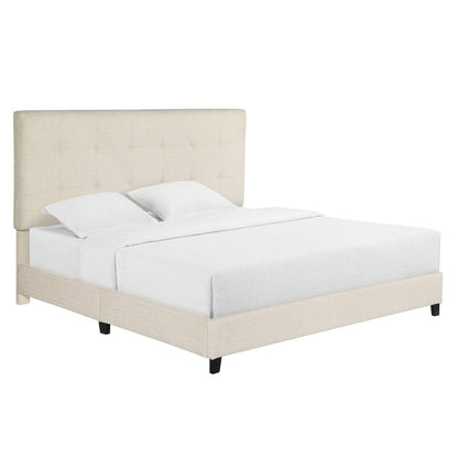 Bridgevine Home - King Size Tall Tan Tufted Headboard Upholstered Platform Bed - ZBRD-7002KG view 6