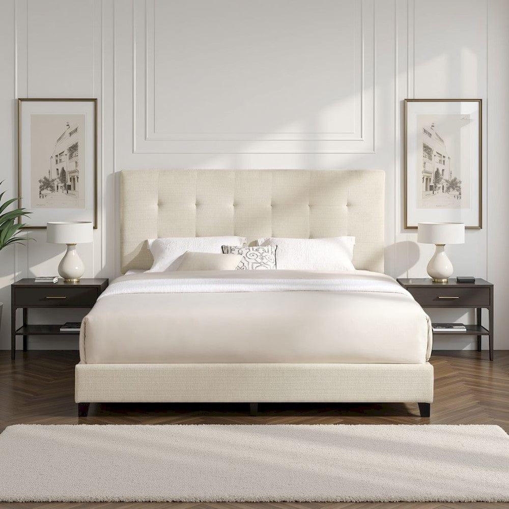 Bridgevine Home - King Size Tall Tan Tufted Headboard Upholstered Platform Bed - ZBRD-7002KG view 10