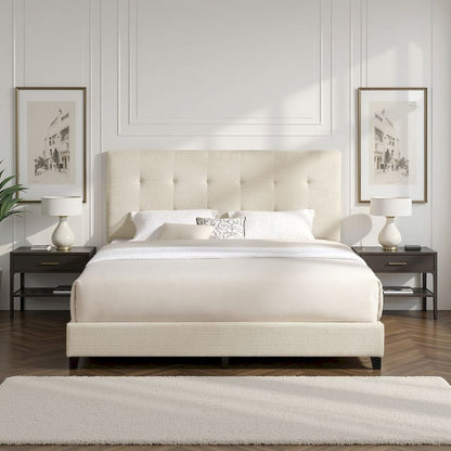 Bridgevine Home - King Size Tall Tan Tufted Headboard Upholstered Platform Bed - ZBRD-7002KG view 10