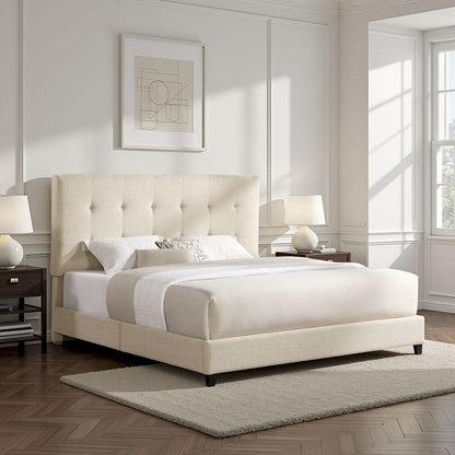 Bridgevine Home - King Size Tall Tan Tufted Headboard Upholstered Platform Bed - ZBRD-7002KG view 11