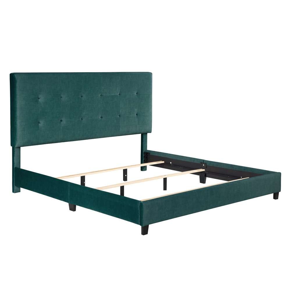 Legends Furniture - Bridgevine Home King Size Tall Green Velvet Tufted Headboard Upholstered Platform Bed - ZBRD-7004KG veiw 3