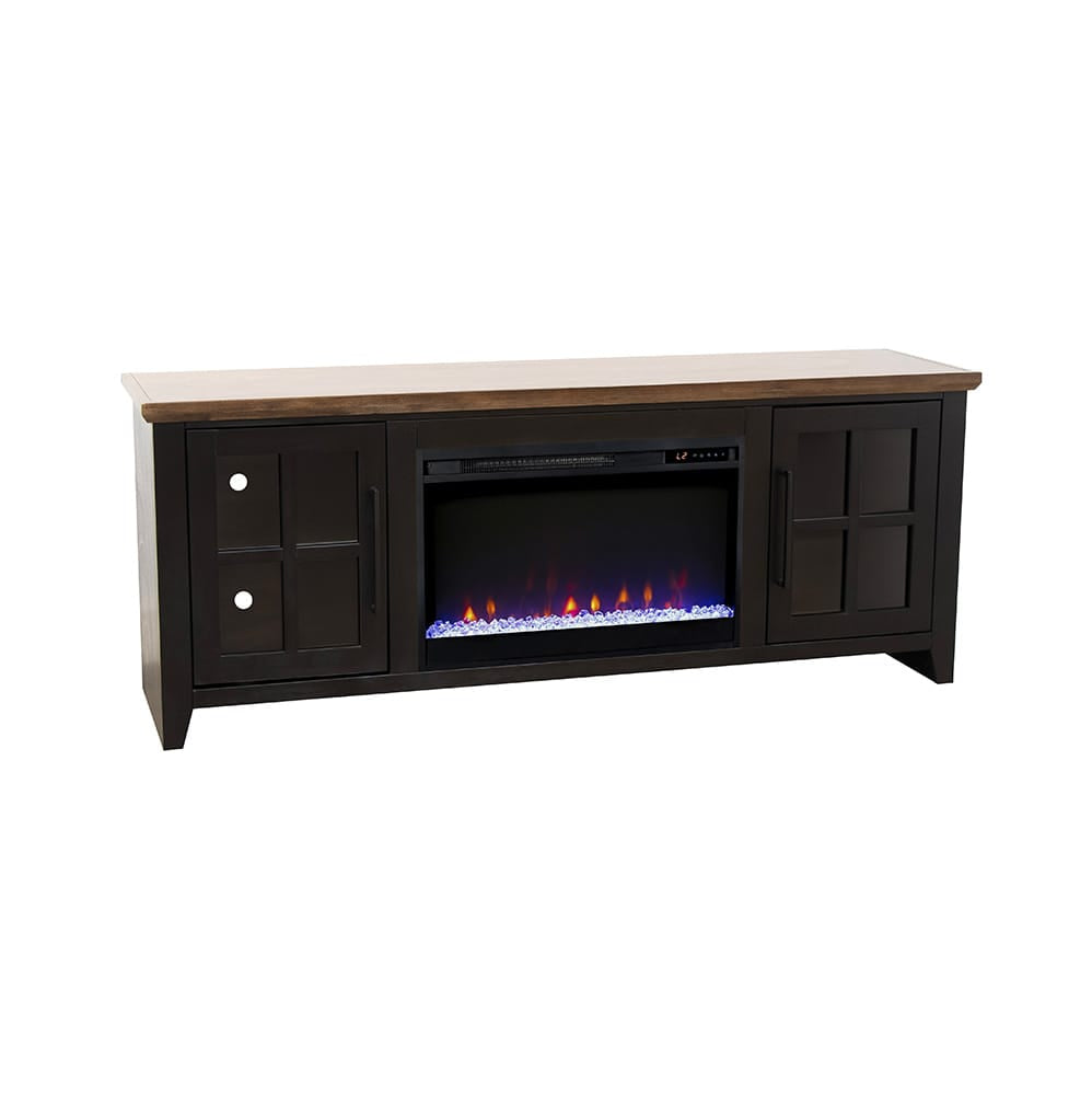 Legends Furniture - Bridgevine Home Providence 66 inch Fireplace TV Stand, For TVs up to 80 inc, Black and Bourbon Finish - PD5210E.BNB view 1