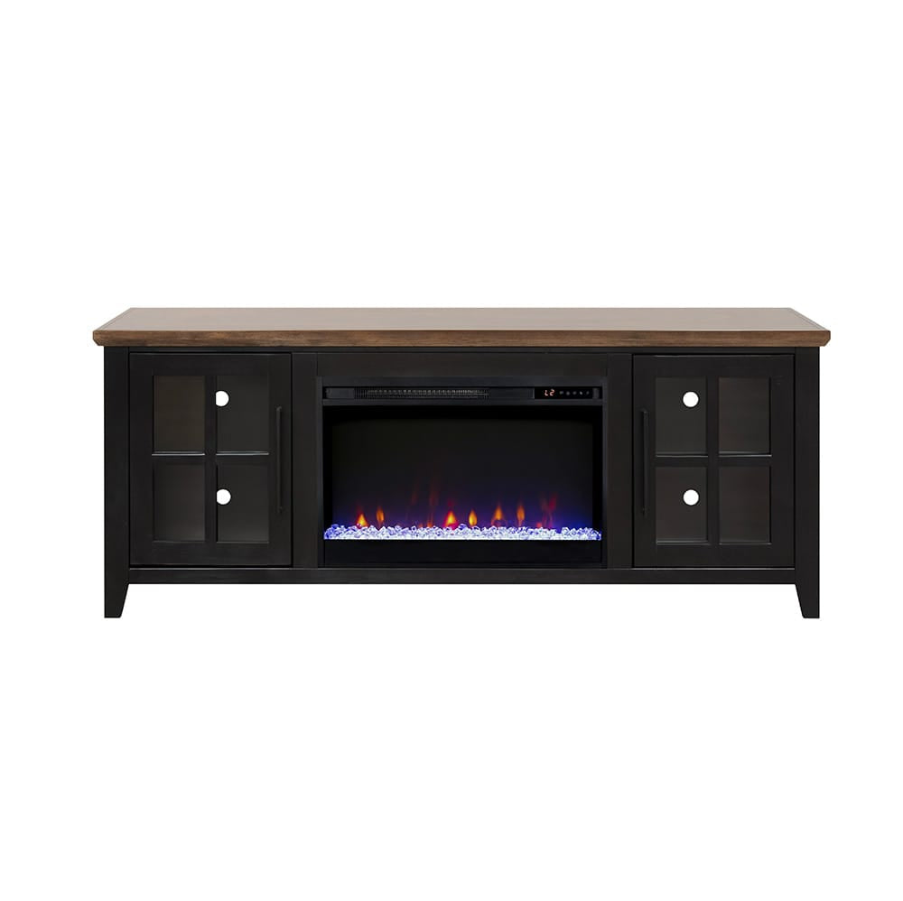 Legends Furniture - Bridgevine Home Providence 66 inch Fireplace TV Stand, For TVs up to 80 inc, Black and Bourbon Finish - PD5210E.BNB view 2