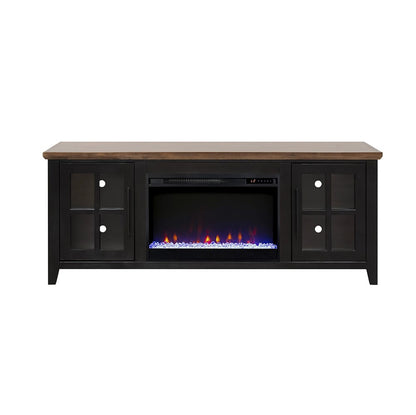 Legends Furniture - Bridgevine Home Providence 66 inch Fireplace TV Stand, For TVs up to 80 inc, Black and Bourbon Finish - PD5210E.BNB view 2